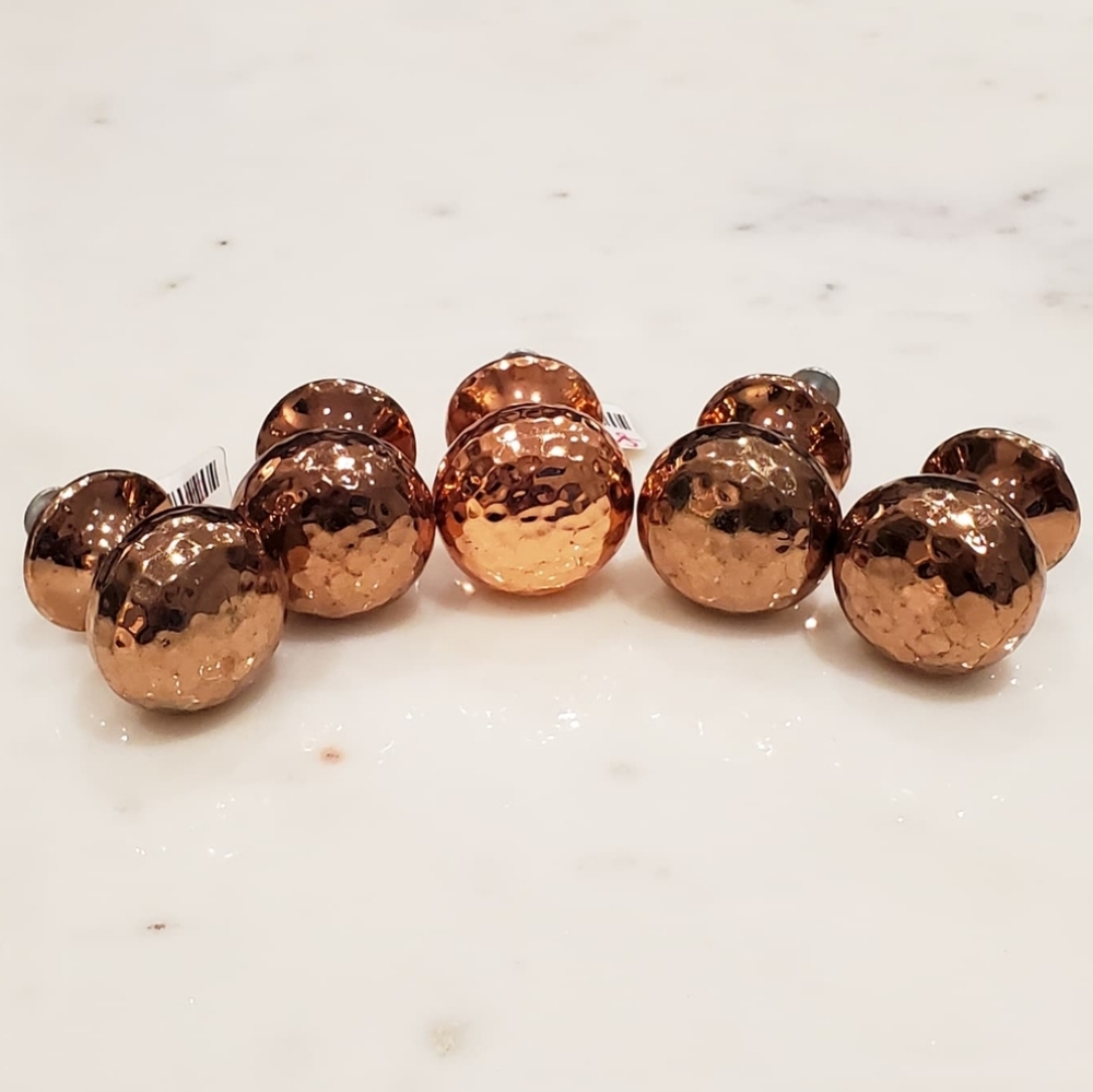 Set of 5 Hammered Copper Cabinet Knobs in Rose Gold Colour (NWT)